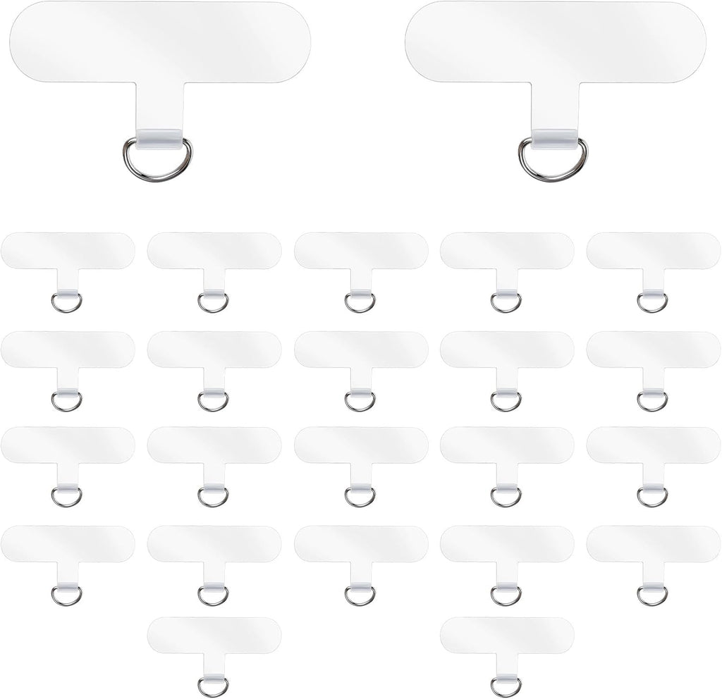 24 Pieces Phone Tether Tab, Clear Cell Phones Lanyard Pads Universal Phone Charm Holder Transparent Lanyard Patch Strap Replacement Part for Most Smartphones, No Adhesive