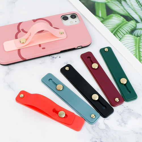 6 Pieces Phone Strap Grip, Telescopic Phone Finger Strap Stand, Assorted Colors Silicone Universal Finger Loop for Most Mobile Phones and Cell Phone Case (Vintage Colors)