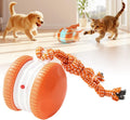 Interactive Dog Toys for Small Large Dogs,Moving Dog Toys to Keep Them Busy,Automatic Electric Rolling Ball with Rope,Dog Interactive Toys for Boredom (Orange)