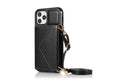 PU Leather Crossbody Phone Case Cover Wallet Card Holder for iPhone 13 Series -Black /iPhone13 mini 5.4