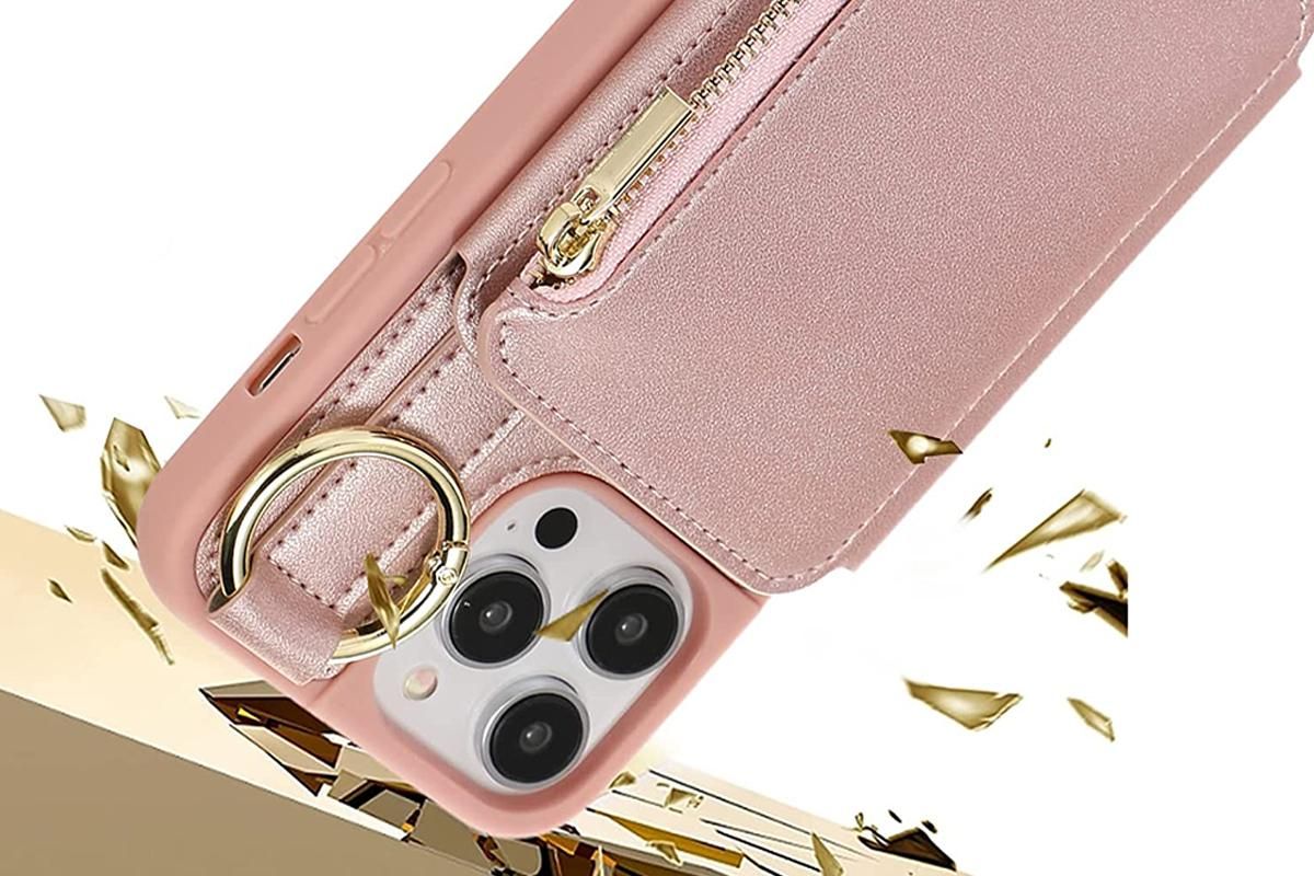 PU Leather Phone Case Wallet Purse for iPhone 14 Series -Rose Gold /iPhone 14 Pro