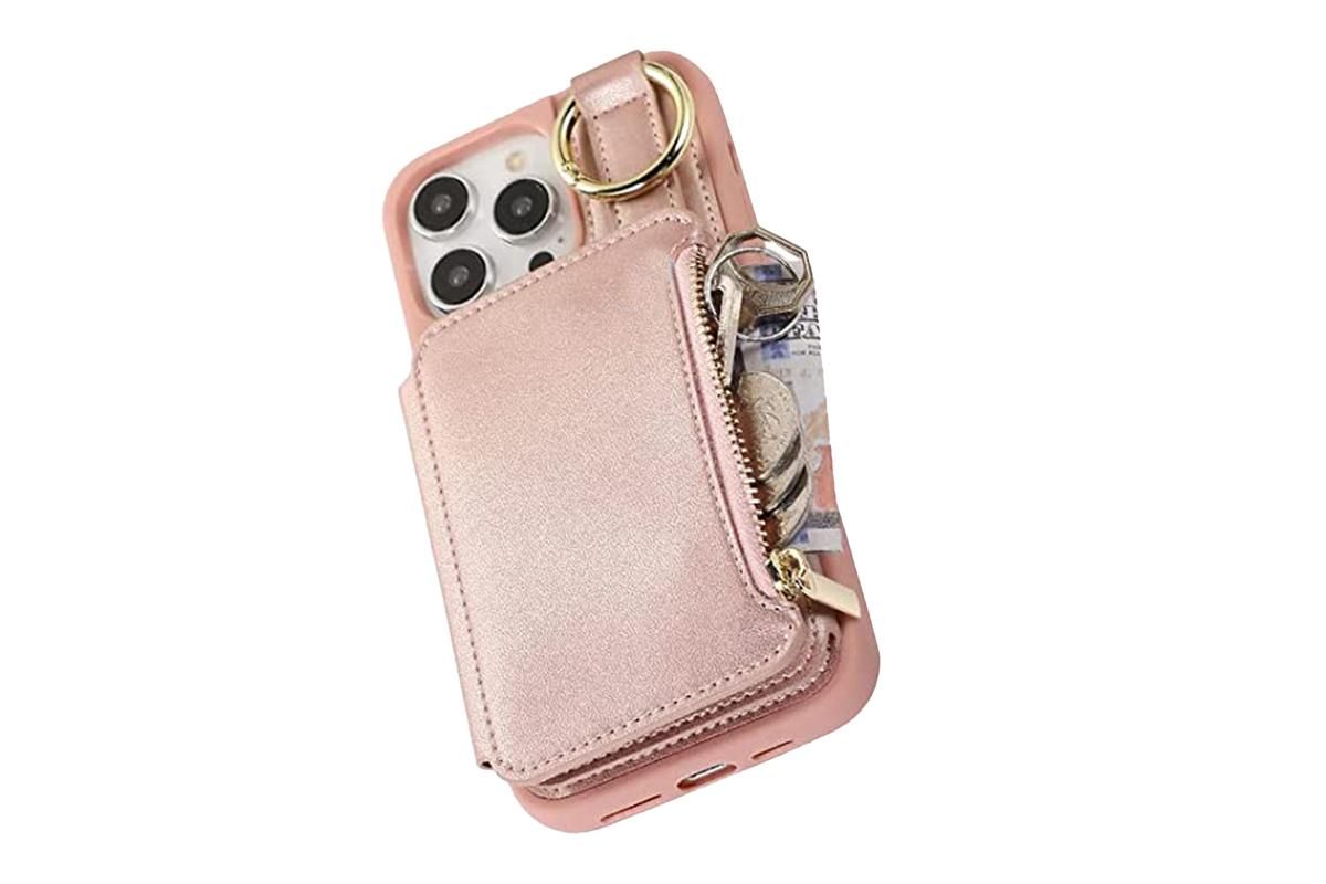 PU Leather Phone Case Wallet Purse for iPhone 14 Series -Rose Gold /iPhone 14 Pro Max