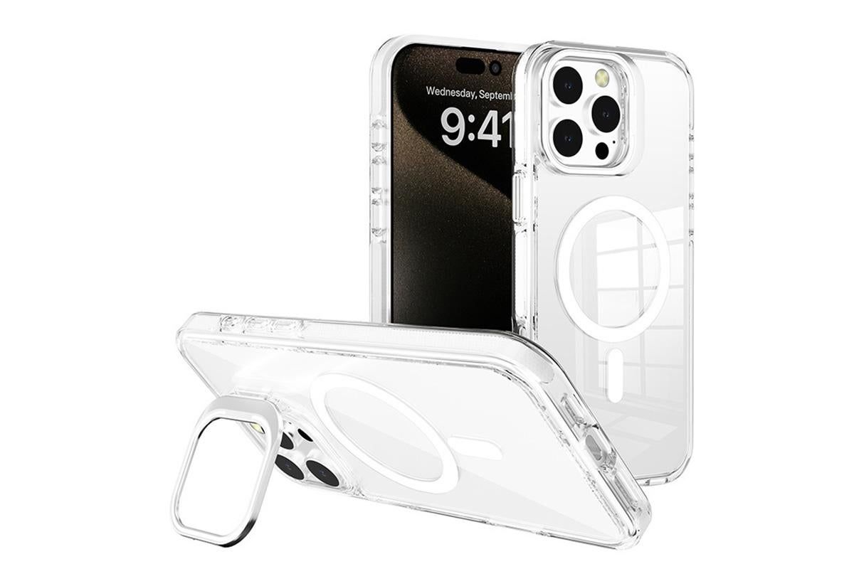 For iPhone 16 Series Phone Case with Stand Full Body Case -White /iPhone 16 Pro