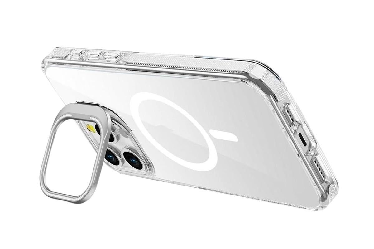 For iPhone 16 Series Phone Case with Stand Full Body Case -White /iPhone 16 Pro