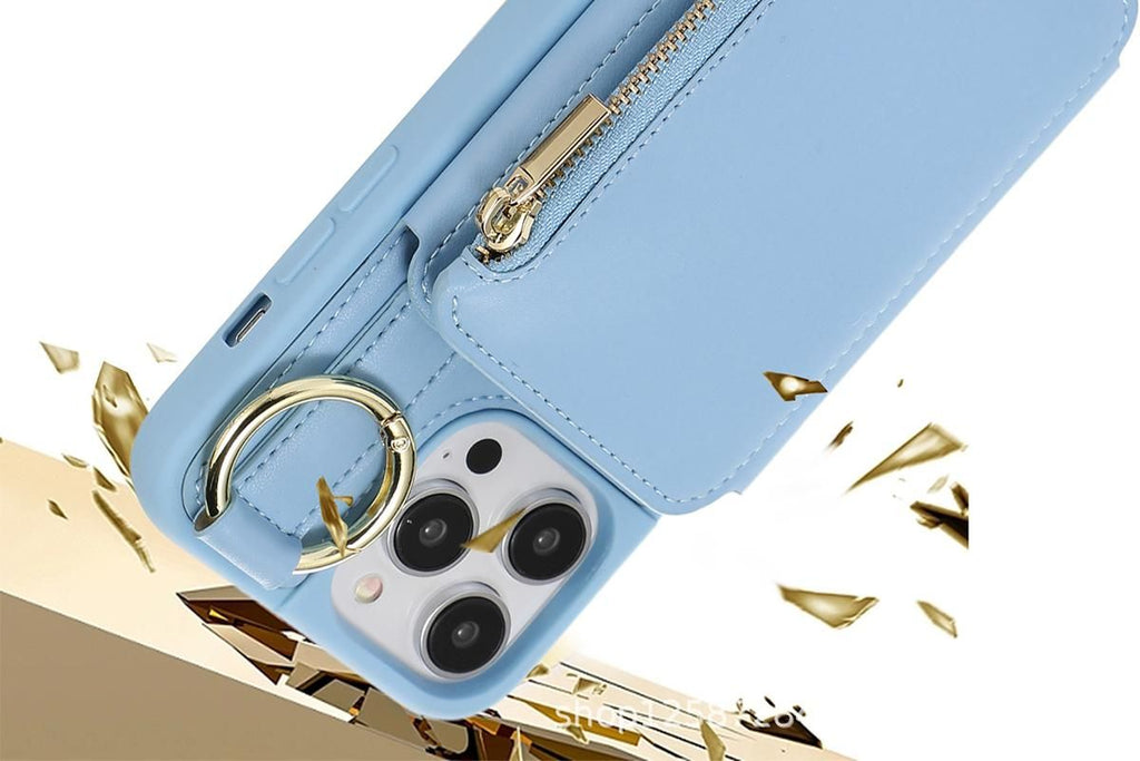 PU Leather Phone Case Wallet Purse for iPhone 14 Series -Blue /iPhone 14 Pro