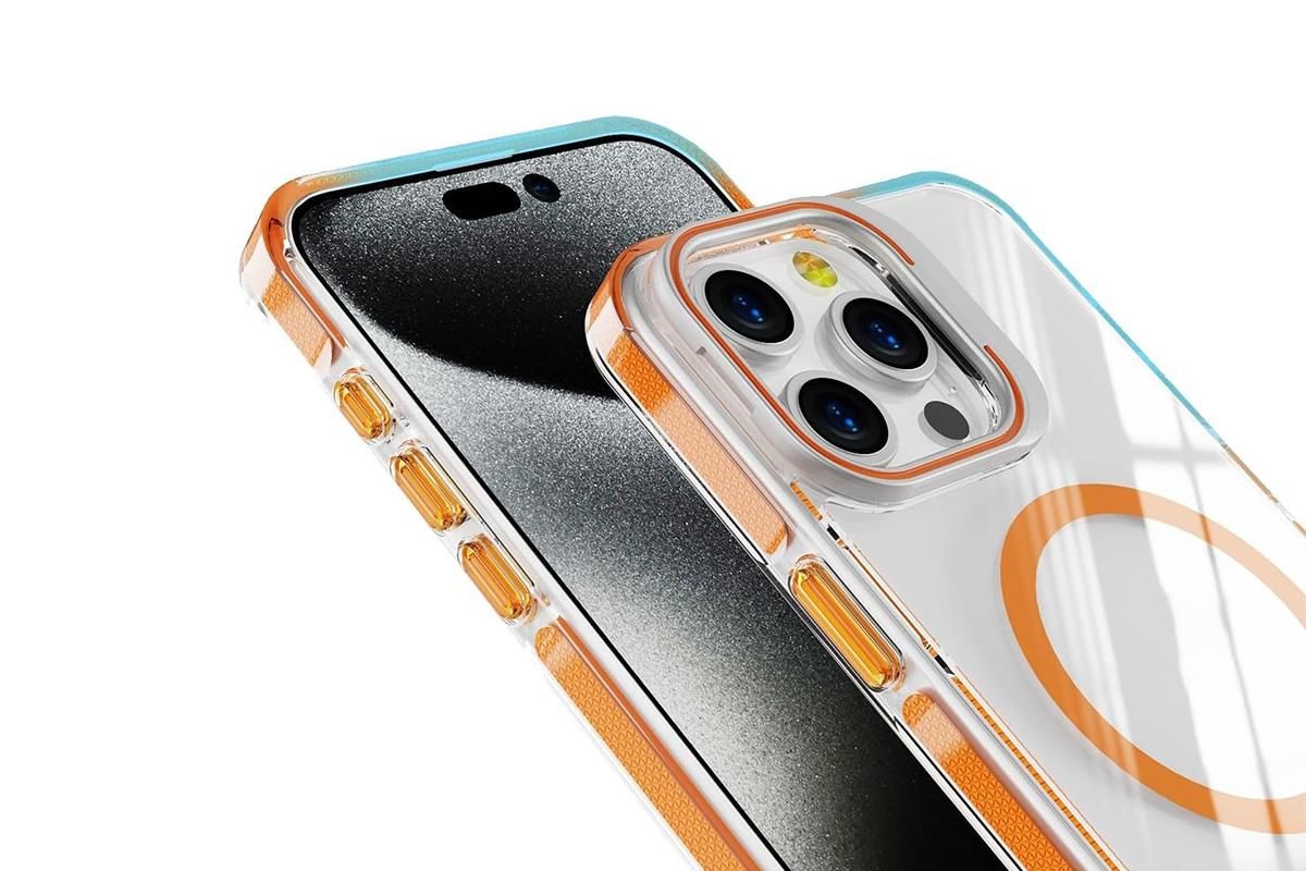For iPhone 16 Series Phone Case with Stand Full Body Case -Orange /iPhone 16 Plus
