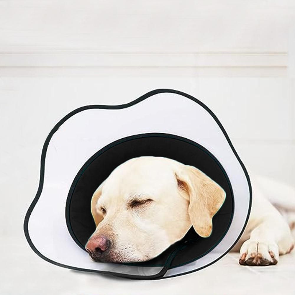 Pet Dog Cone Collar Soft Neck Collar Adjustable Pet Elizabethan Collar Black - M