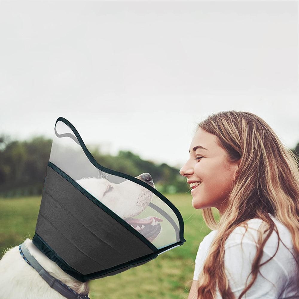 Pet Dog Cone Collar Soft Neck Collar Adjustable Pet Elizabethan Collar Black - M