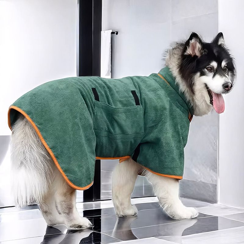 Quick Dry Dog Bathrobe Breathable Full Wrap for 14-25kg Dogs