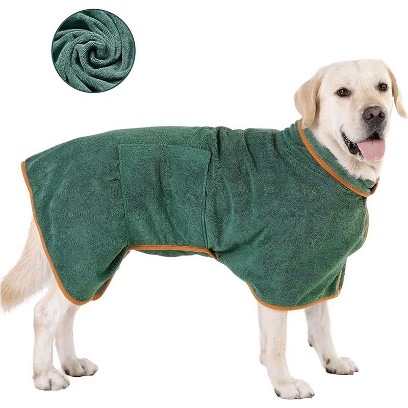 Quick Dry Dog Bathrobe Breathable Full Wrap for 14-27kg Dogs