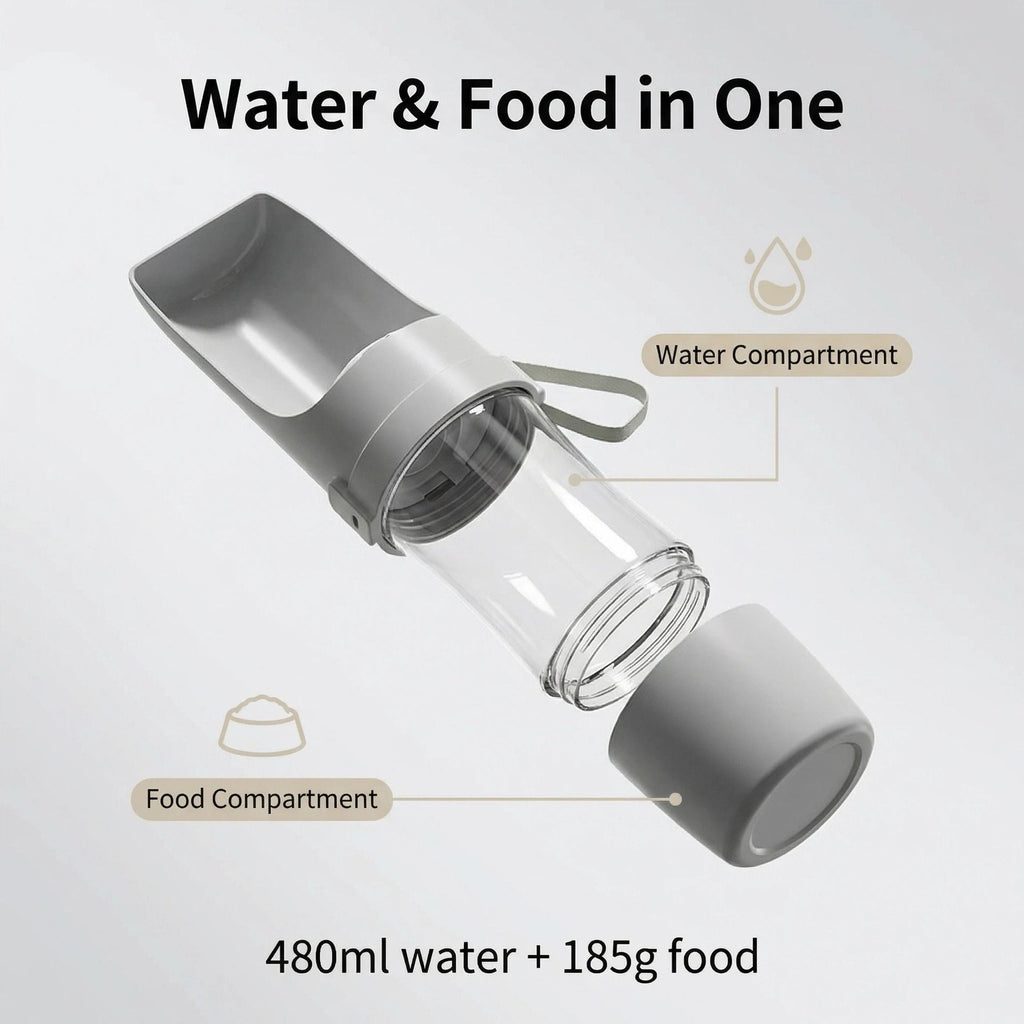 Portable Dog Water Food Cup 2-in-1 Travel Pet Feeder Water Bowl