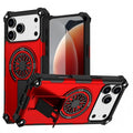 Armor Heavy Duty Magnetic Rotating Ring Kickstand Phone Case For iPhone 17 Pro Max, Anti-Drop Protective Cover In Red