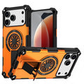 Armor Heavy Duty Magnetic Rotating Ring Kickstand Phone Case For iPhone 16 Pro Max, Anti-Drop Protective Cover In Orange