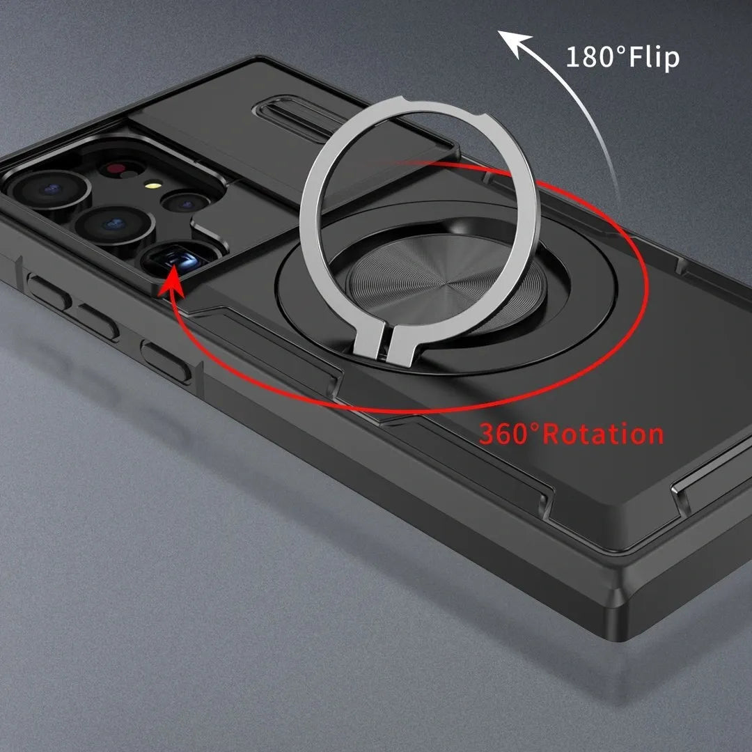 2-in-1 Magnetic Sliding Lens Case, Black for Samsung S23Ultra