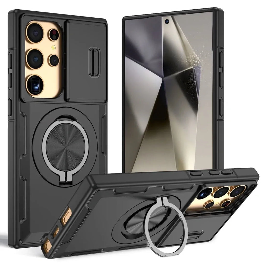 2-in-1 Magnetic Sliding Lens Case, Black for Samsung S25Ultra
