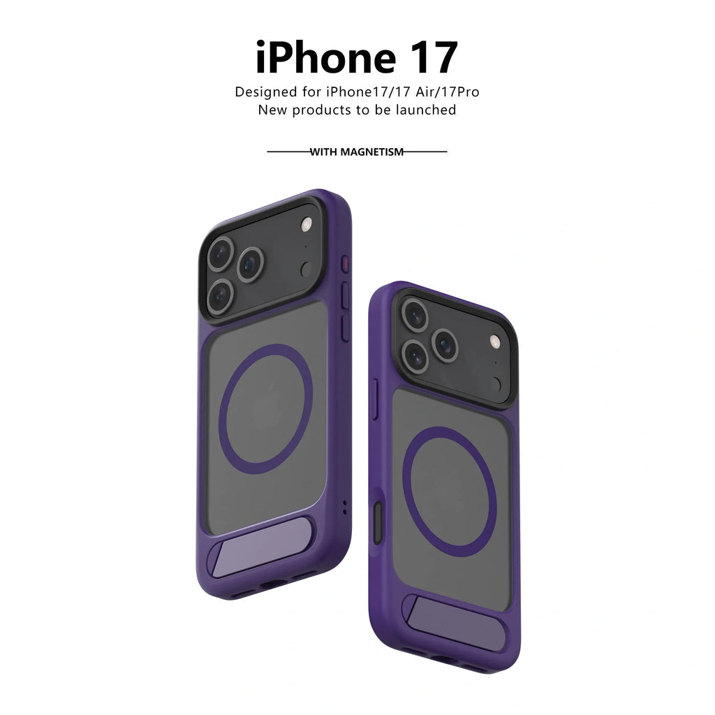 MagSafe Case for iPhone 17 - Purple Matte Shockproof Cover with Hidden Kickstand