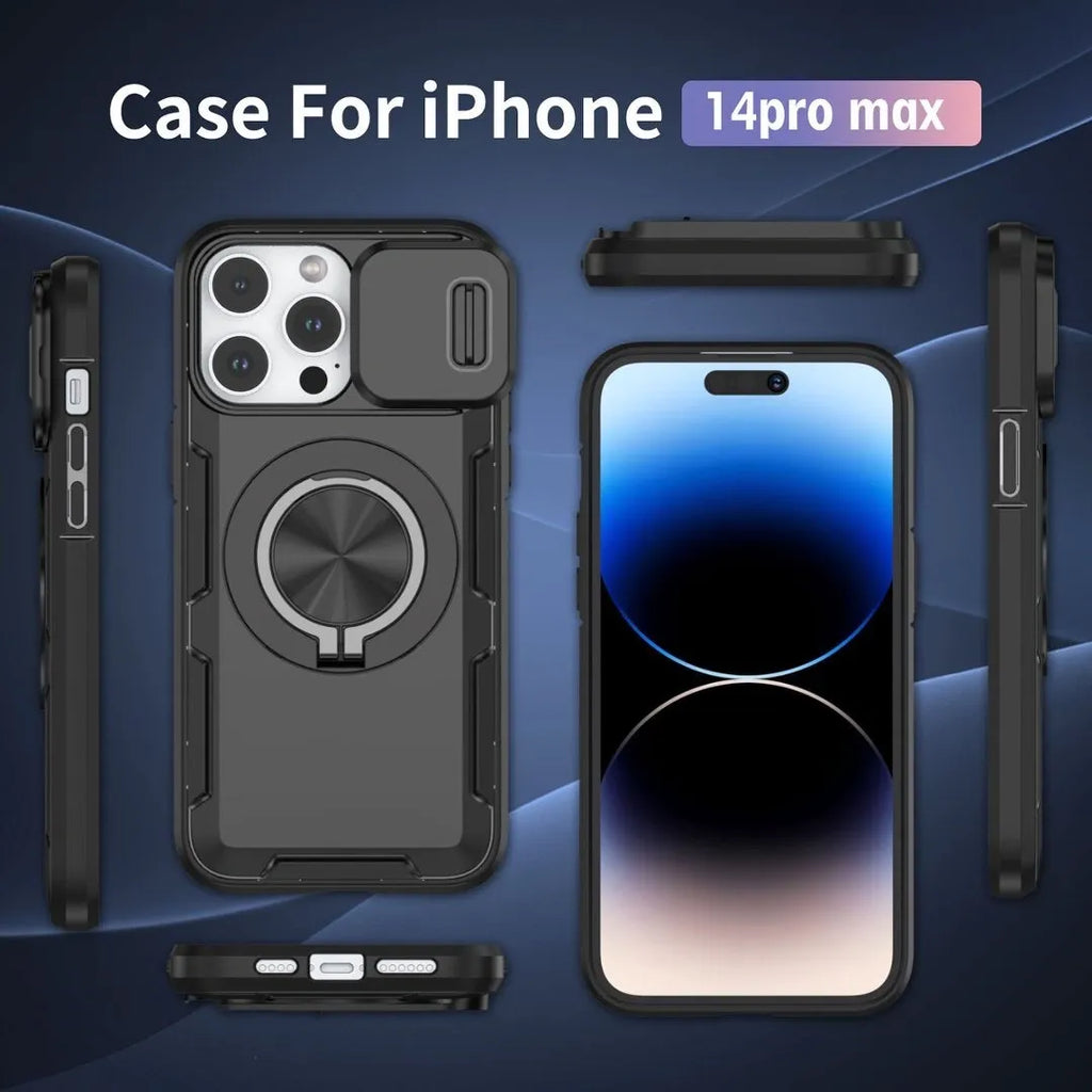 2-in-1 Magnetic Sliding Lens Case, Black for iPhone 14 Pro Max