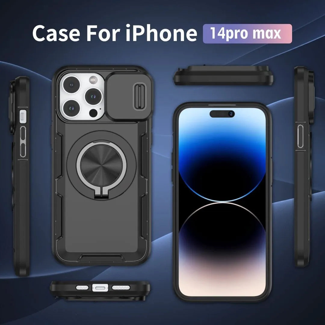 2-in-1 Magnetic Sliding Lens Case, Black for iPhone 14 Pro Max