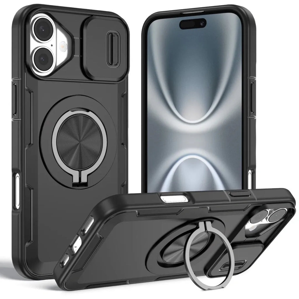 2-in-1 Magnetic Sliding Lens Case, Black for iPhone 16