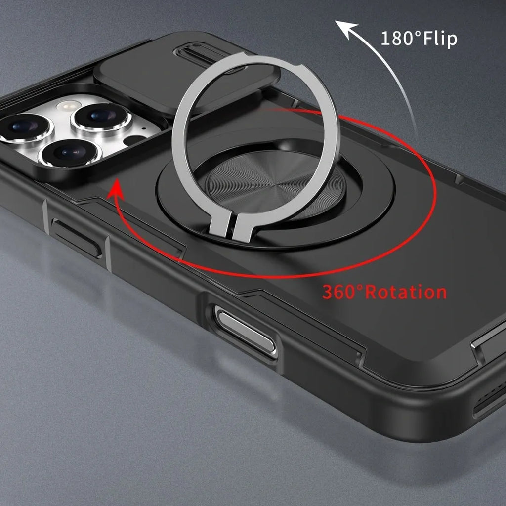 2-in-1 Magnetic Sliding Lens Case, Black for iPhone 16 Pro