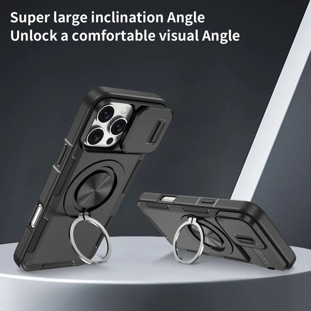 2-in-1 Magnetic Sliding Lens Case, Black for iPhone 16 Pro