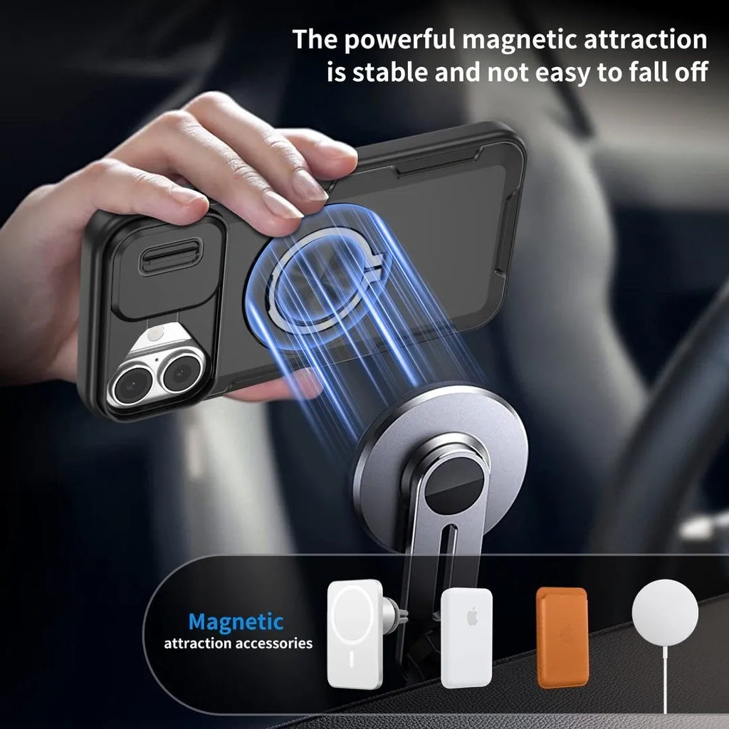 2-in-1 Magnetic Sliding Lens Case, Black for iPhone 17