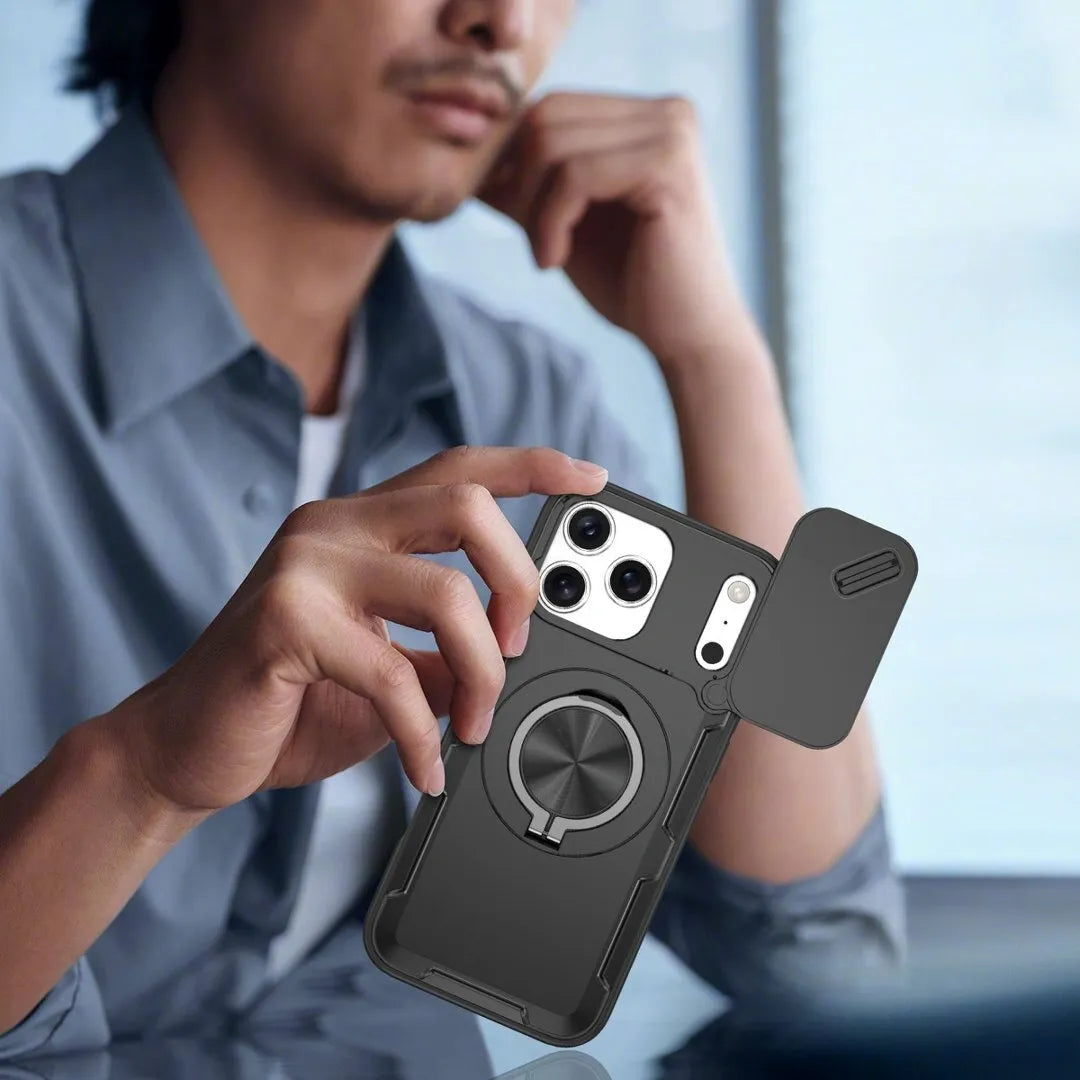 2-in-1 Magnetic Sliding Lens Case, Black for iPhone 17 Pro