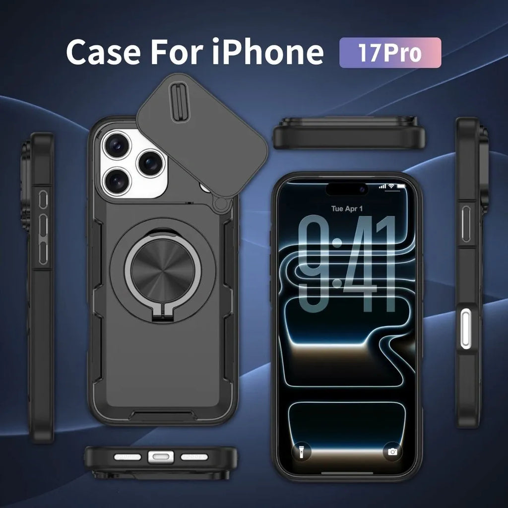 2-in-1 Magnetic Sliding Lens Case, Black for iPhone 17 Pro