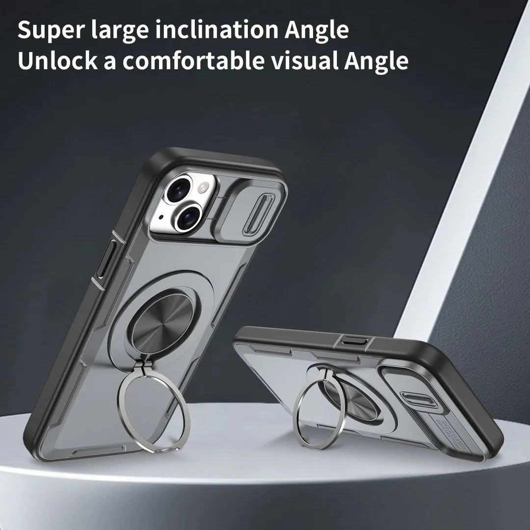 2-in-1 Magnetic Sliding Lens Case, Grey for iPhone 14