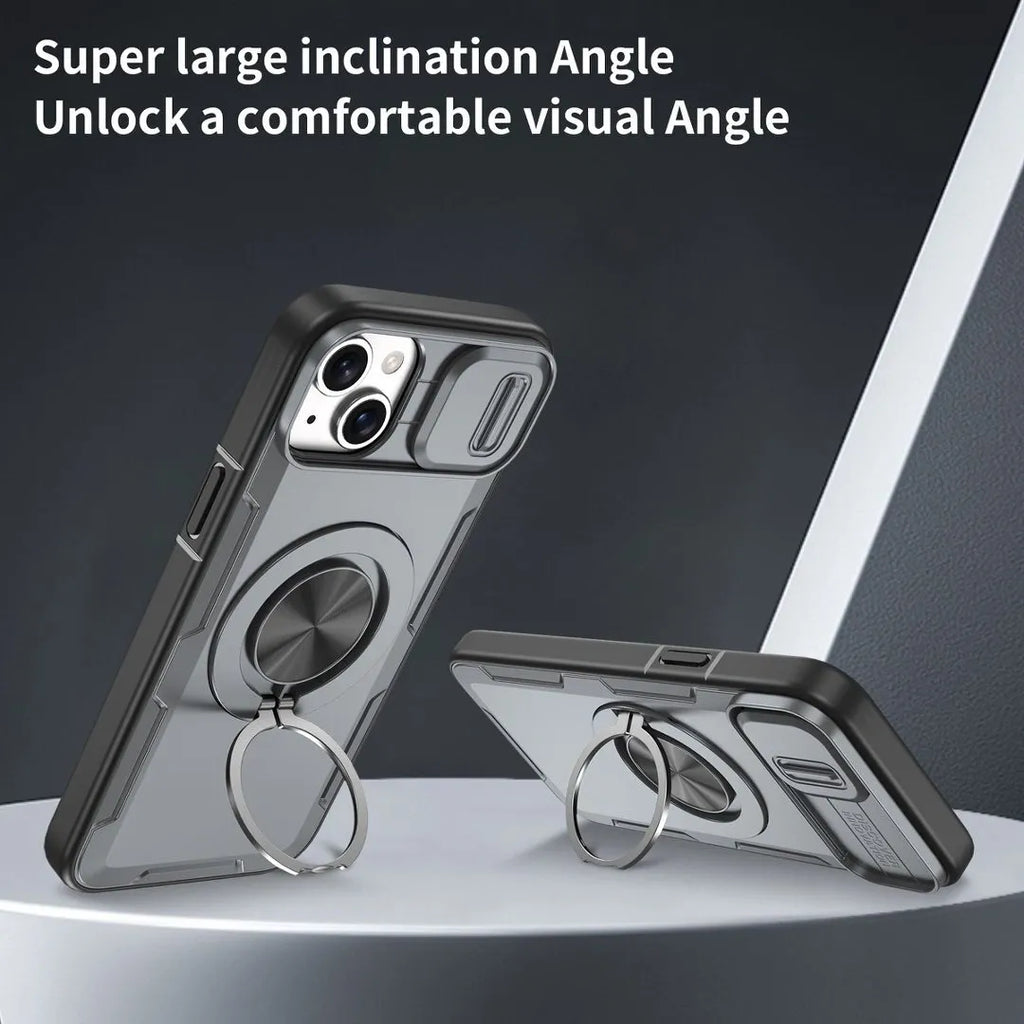 2-in-1 Magnetic Sliding Lens Case, Grey for iPhone 14 Plus