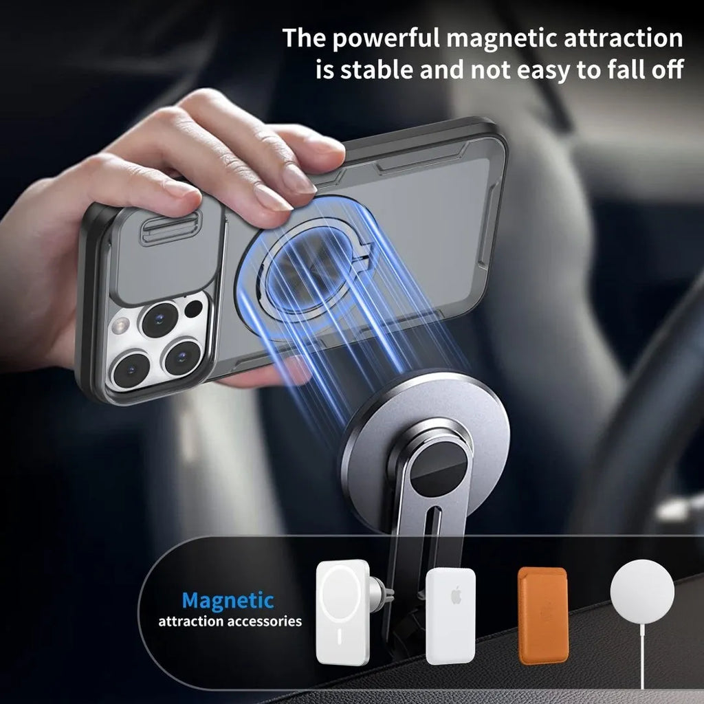 2-in-1 Magnetic Sliding Lens Case, Grey for iPhone 14 Pro Max