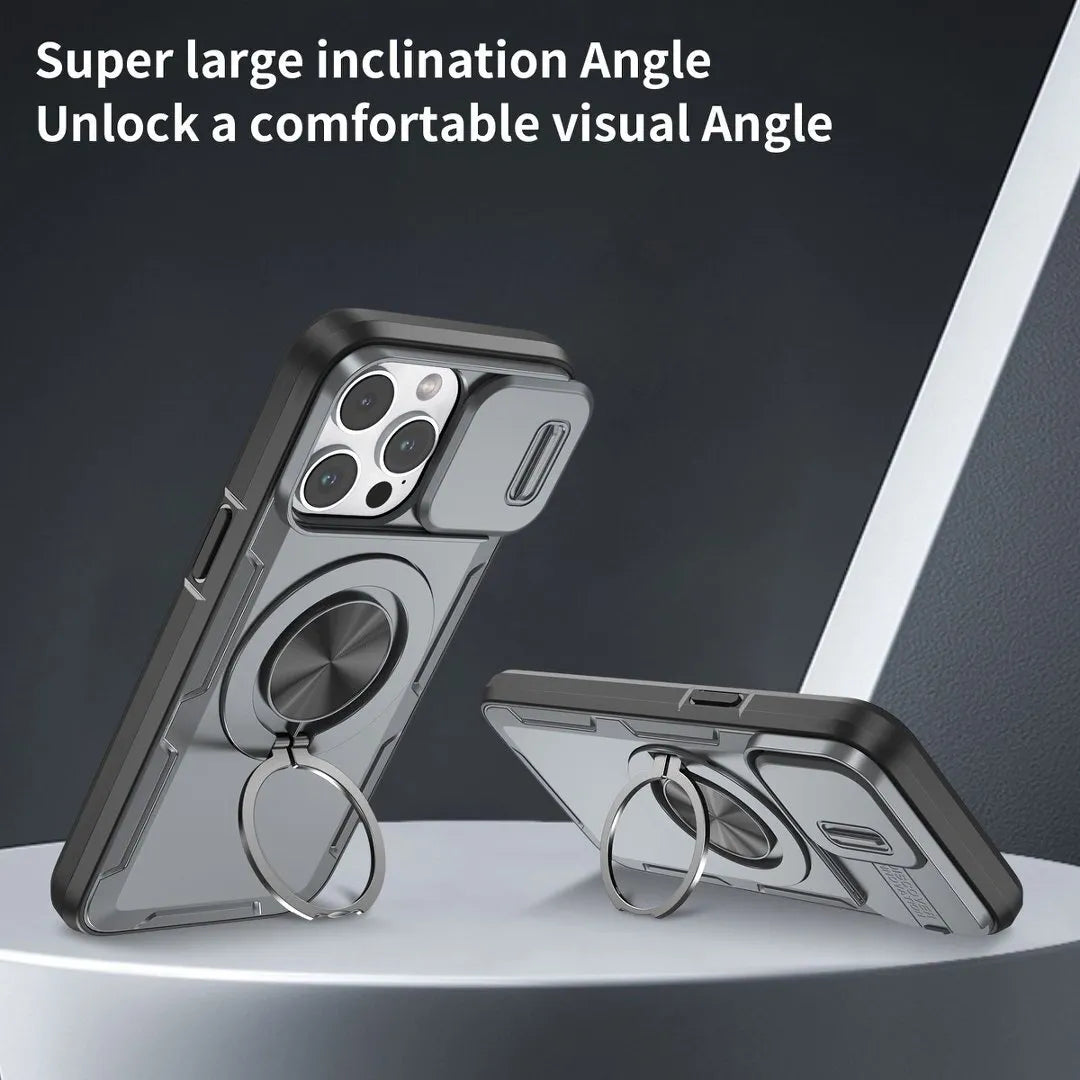 2-in-1 Magnetic Sliding Lens Case, Grey for iPhone 14 Pro