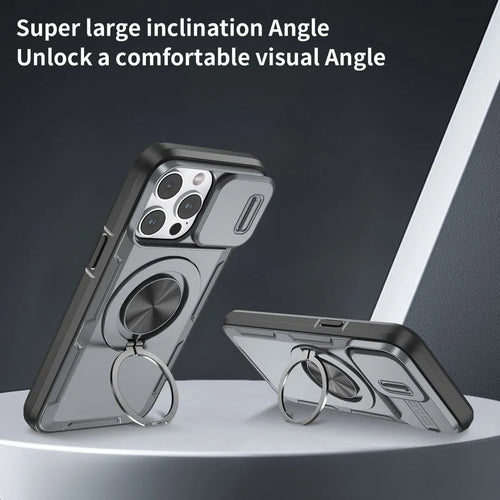 2-in-1 Magnetic Sliding Lens Case, Grey for iPhone 14 Pro
