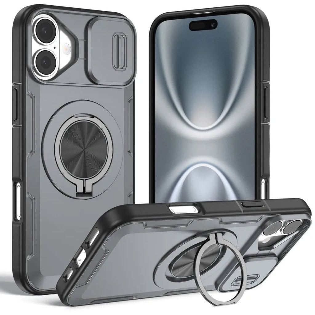 2-in-1 Magnetic Sliding Lens Case, Grey for iPhone 16