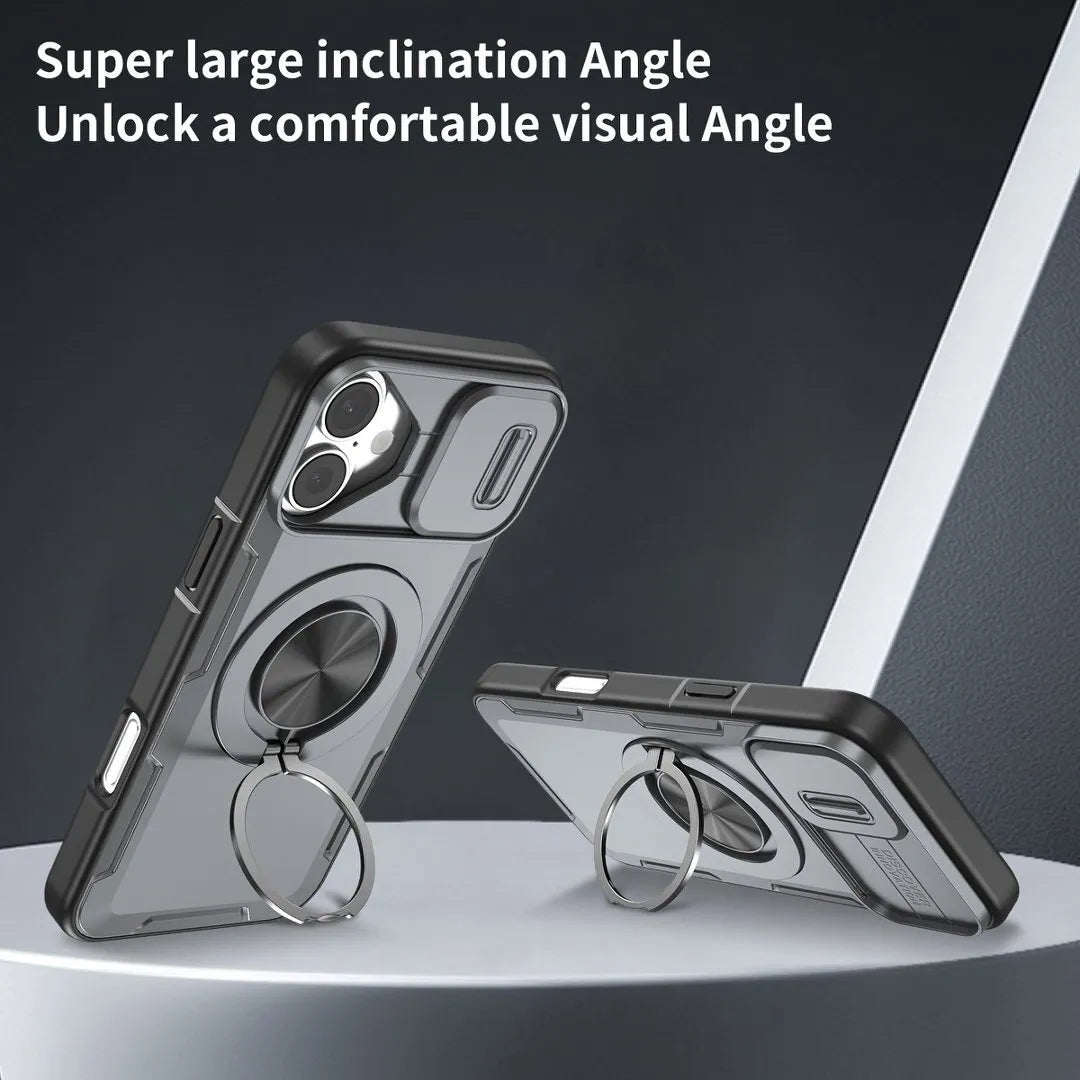 2-in-1 Magnetic Sliding Lens Case, Grey for iPhone 16