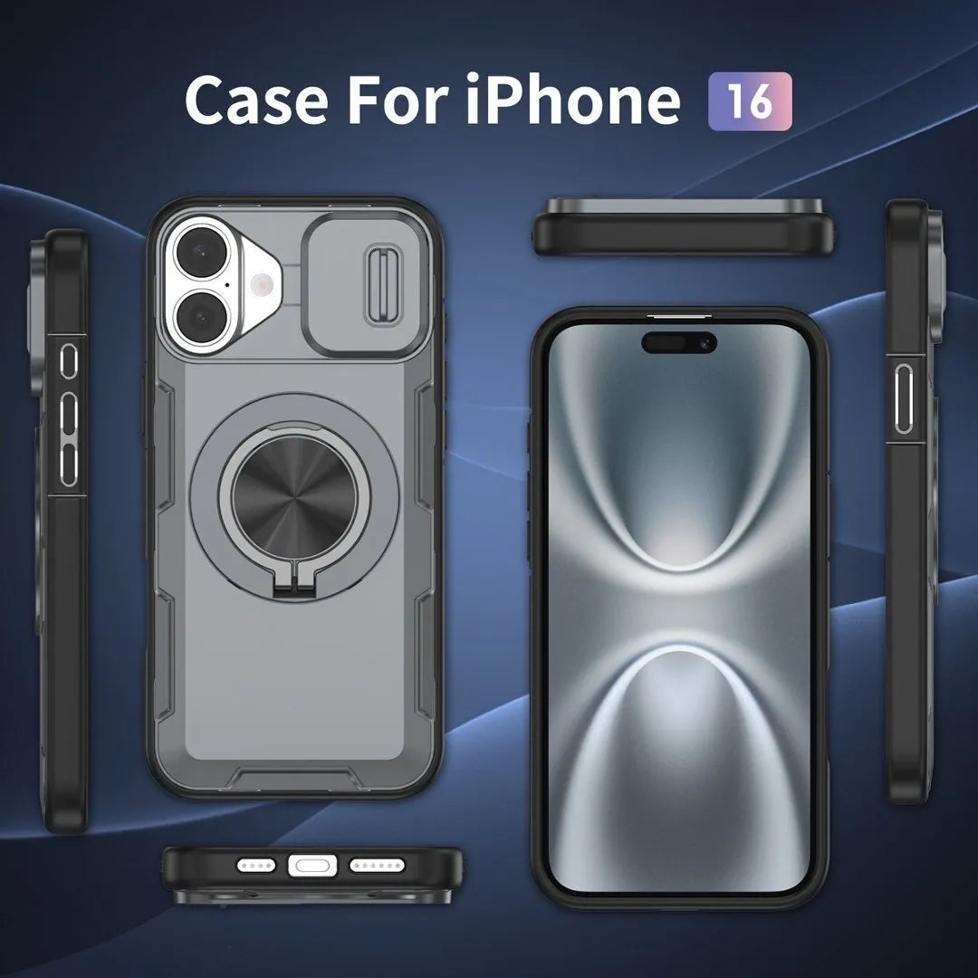 2-in-1 Magnetic Sliding Lens Case, Grey for iPhone 16