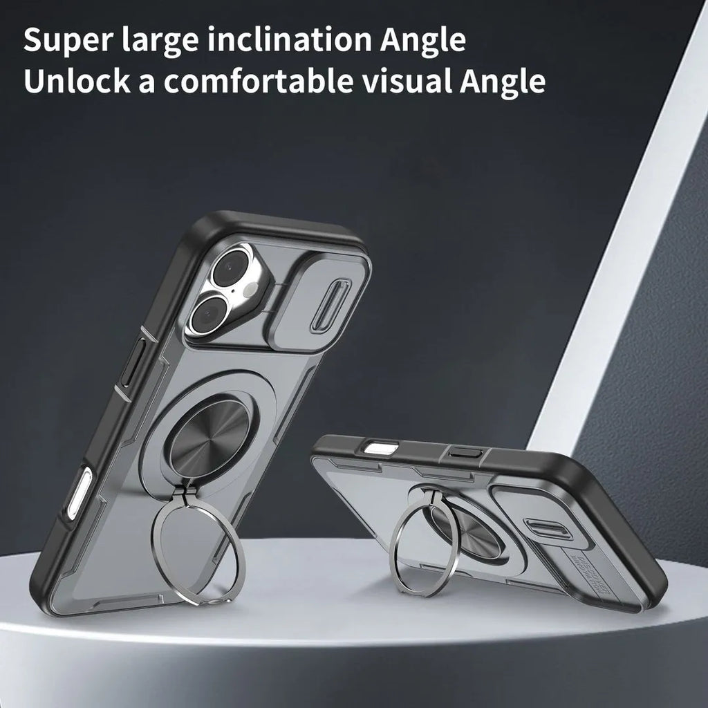 2-in-1 Magnetic Sliding Lens Case, Grey for iPhone 16 Plus