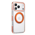Clear MagSafe iPhone 17 Pro Max Case with 360° Rotating Ring Stand - Orange Edition