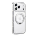 Clear MagSafe iPhone 17 Pro Case with 360° Rotating Ring Stand - Silver Edition