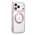 Clear MagSafe iPhone 17 Pro Max Case with 360° Rotating Ring Stand - Pink Edition
