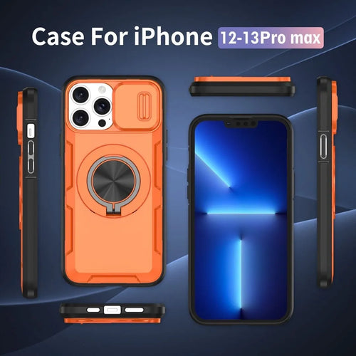 2-in-1 Magnetic Sliding Lens Case, Orange for iPhone 12 Pro Max