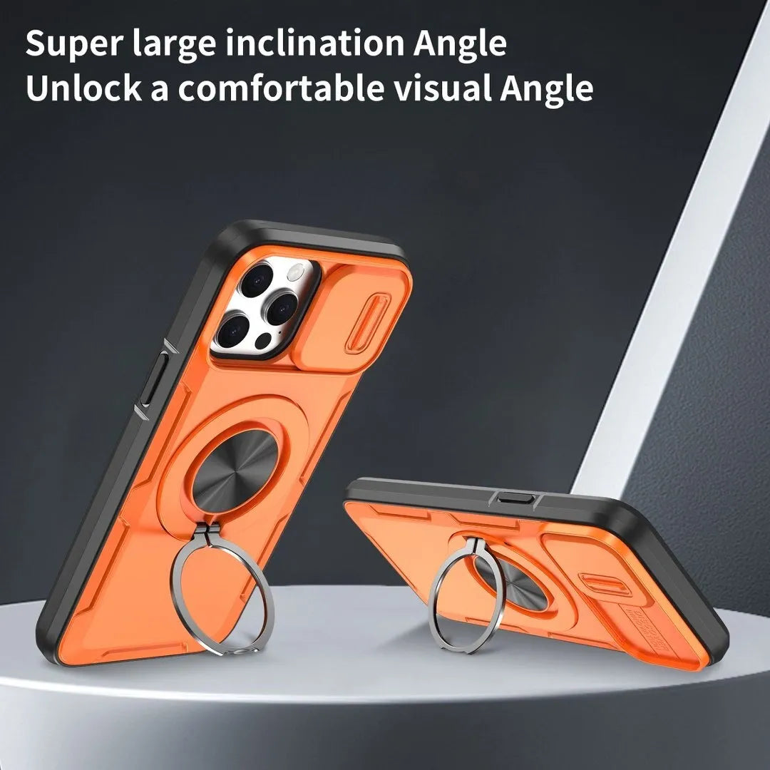 2-in-1 Magnetic Sliding Lens Case, Orange for iPhone 12 Pro Max