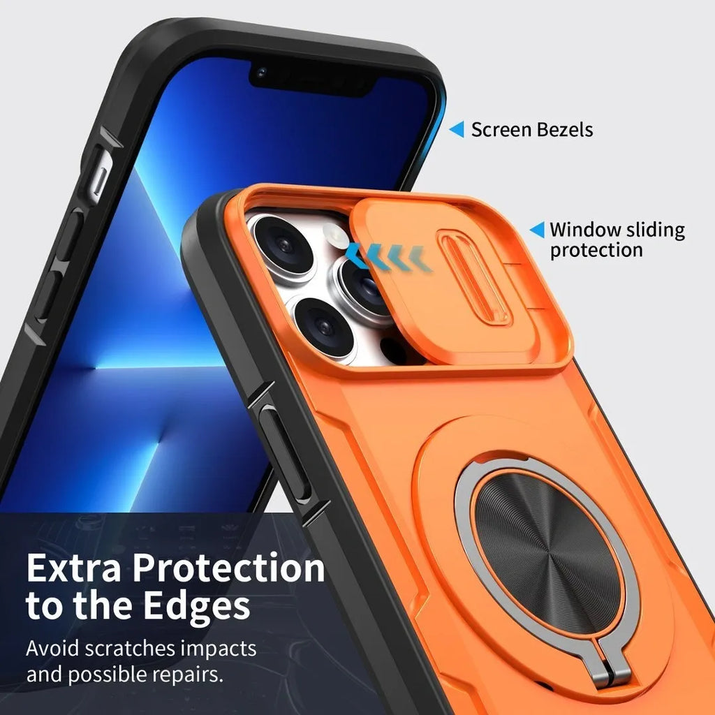 2-in-1 Magnetic Sliding Lens Case, Orange for iPhone 12 Pro Max