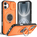 2-in-1 Magnetic Sliding Lens Case, Orange for iPhone 16 Plus