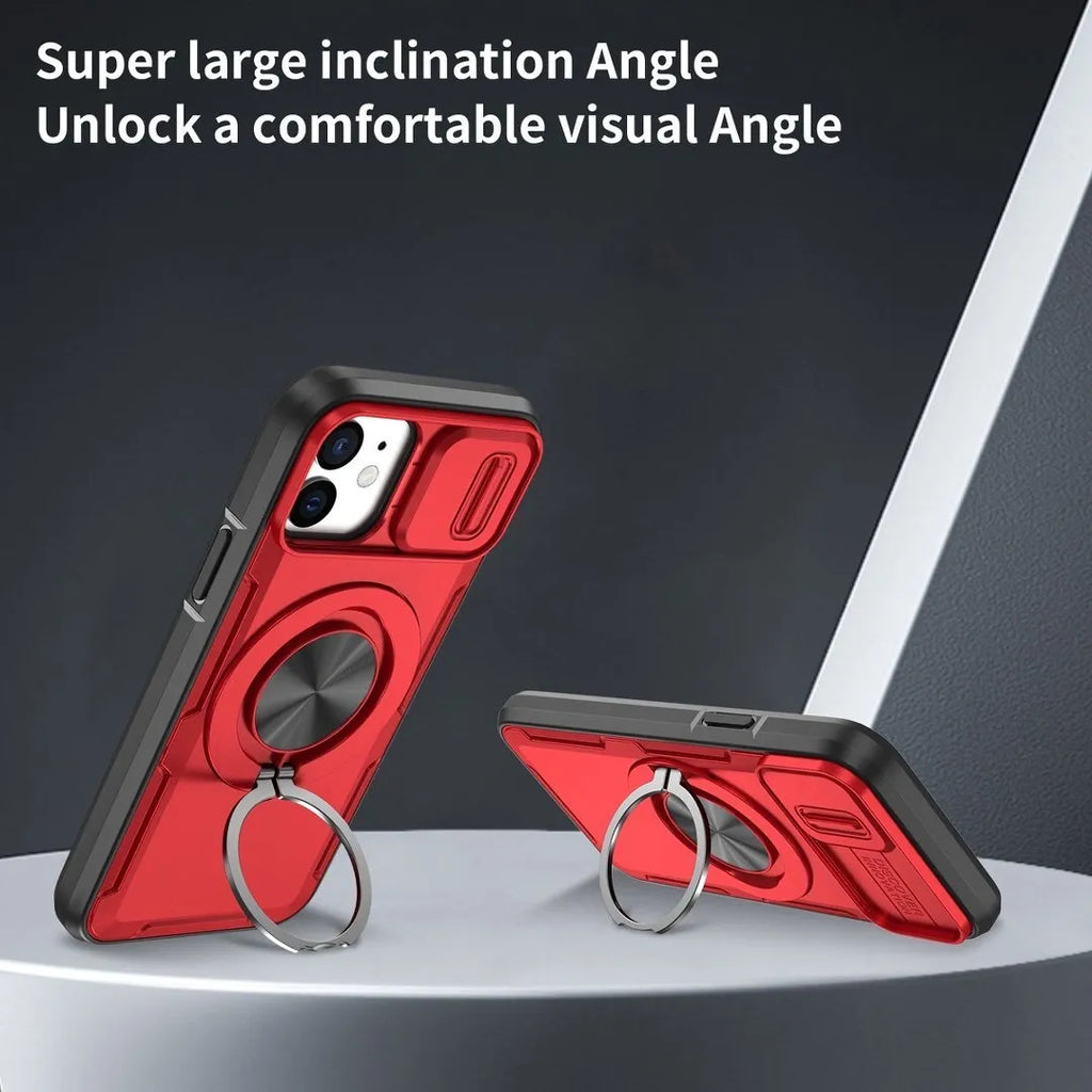 2-in-1 Magnetic Sliding Lens Case, Red for iPhone 12