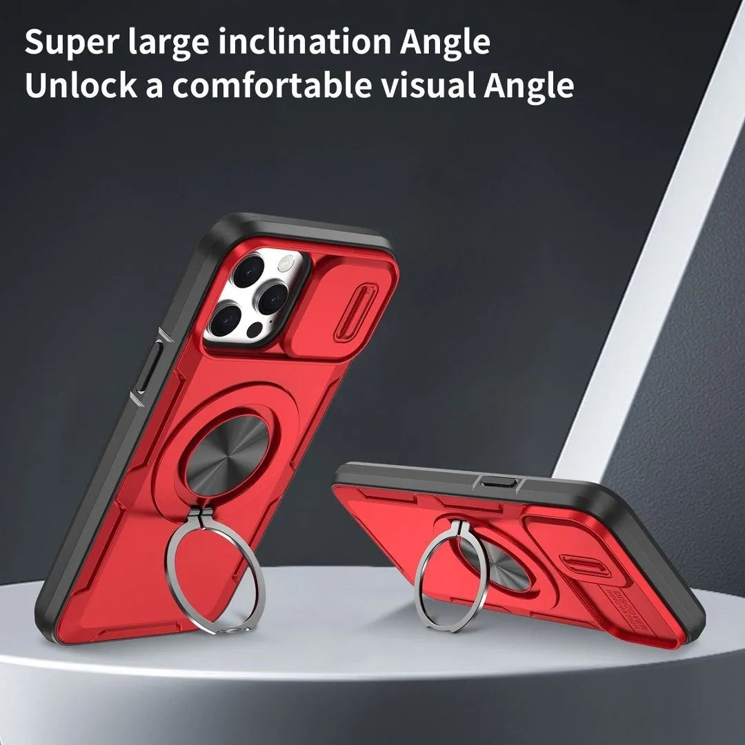 2-in-1 Magnetic Sliding Lens Case, Red for iPhone 12 Pro