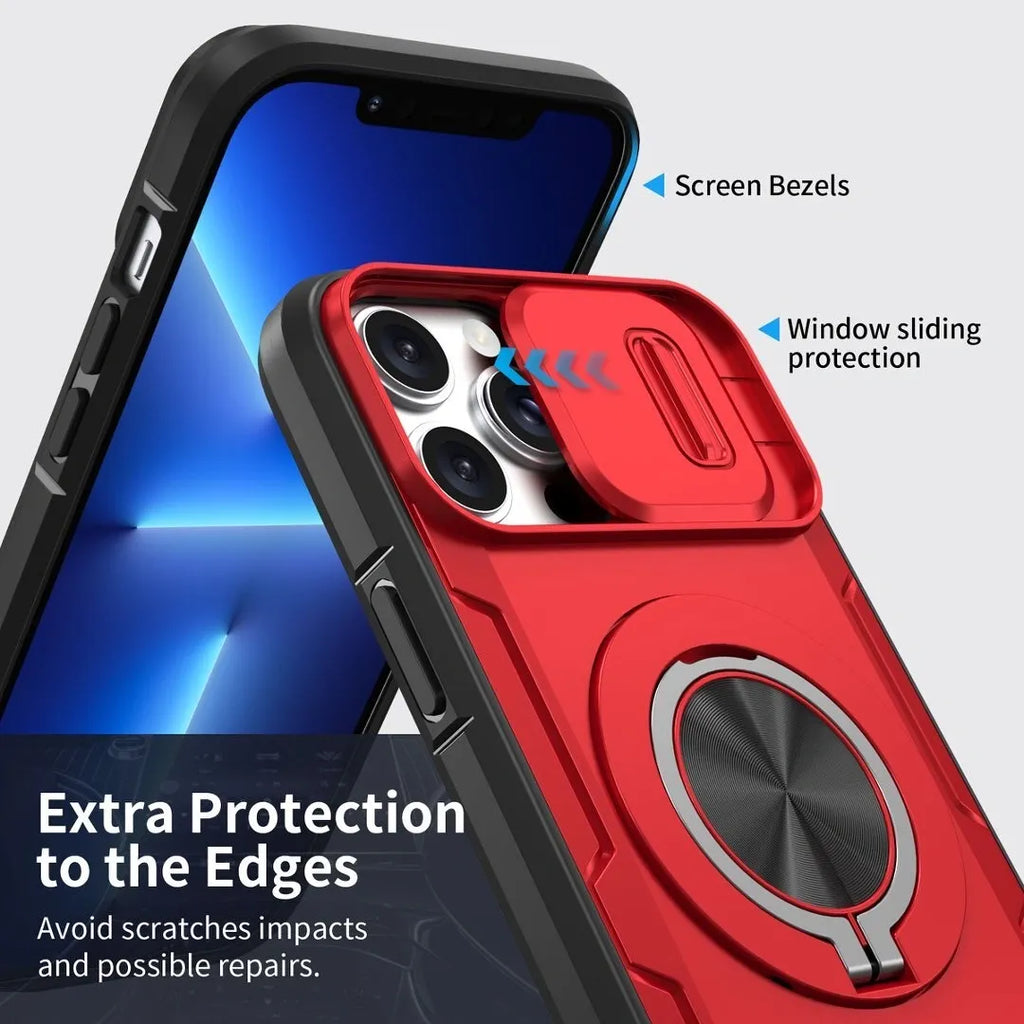 2-in-1 Magnetic Sliding Lens Case, Red for iPhone 12 Pro