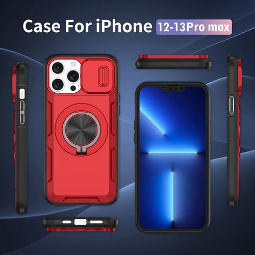2-in-1 Magnetic Sliding Lens Case, Red for iPhone 13 Pro Max