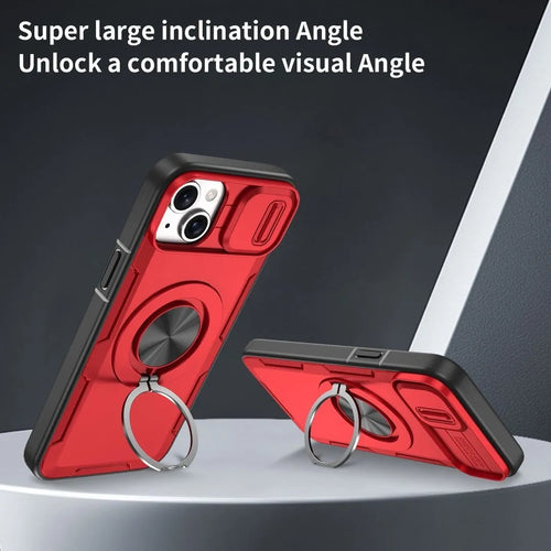 2-in-1 Magnetic Sliding Lens Case, Red for iPhone 14