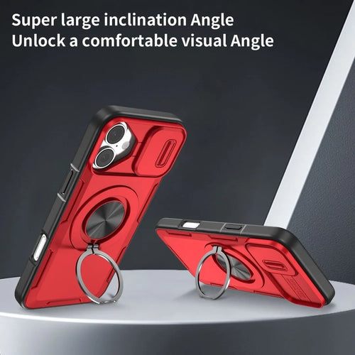 2-in-1 Magnetic Sliding Lens Case, Red for iPhone 16